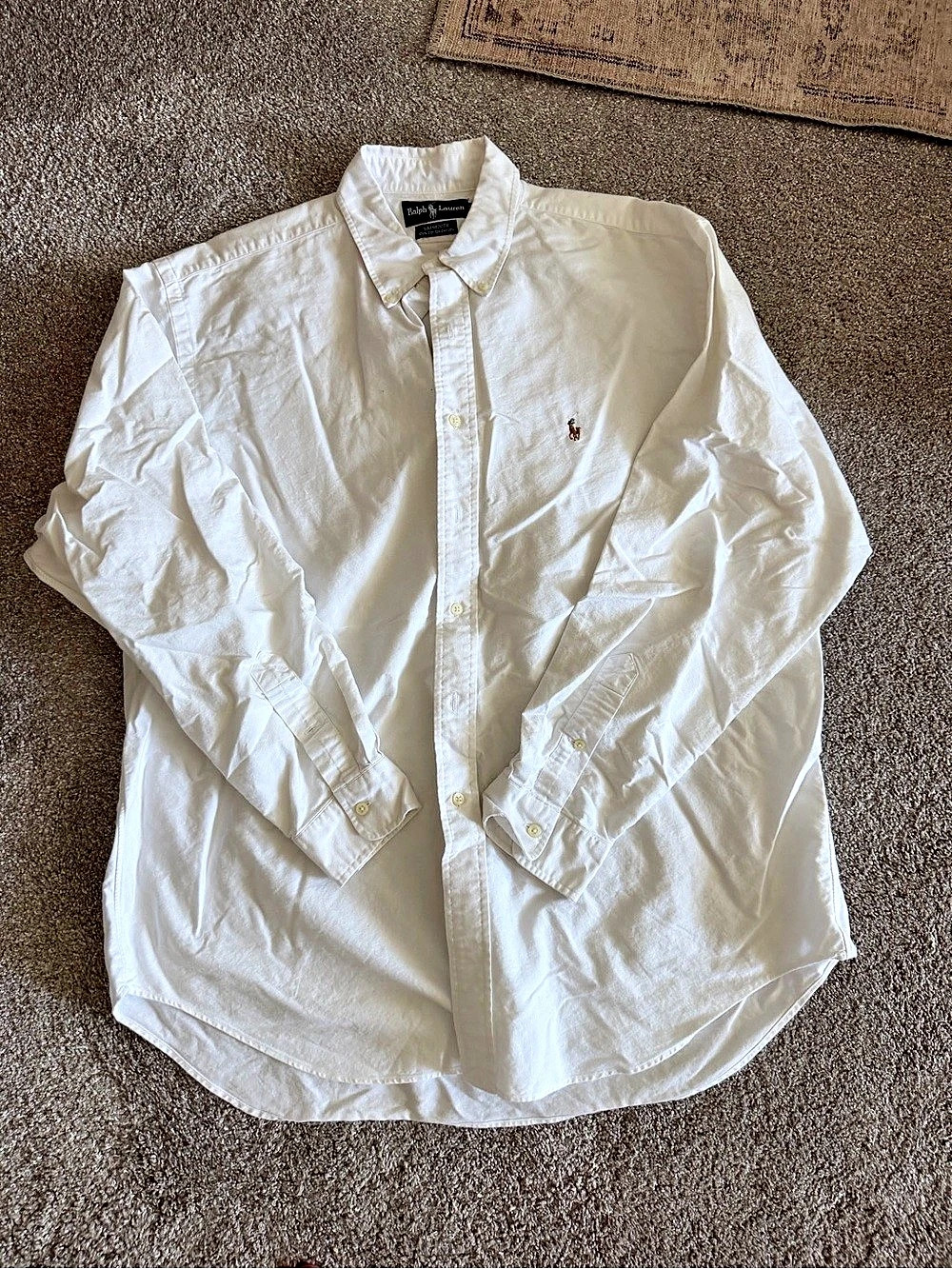 Ralph Lauren Yarmouth Button-Down Shirt White Cotton 17.5 - Waist 36